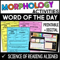 the word of the day for morphlogy activities and printable digital materials