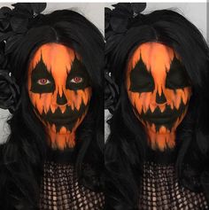 Creative Halloween Costumes Diy, Adult Face Painting, Holloween Makeup, Halloween Makeup Scary, Halloween Makeup Inspiration, Pumpkin Costume, Scary Makeup, Scary Costumes