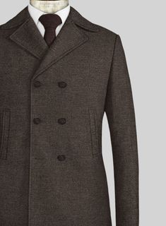 Incorporate refined, elegant style into your formal rotation with our Carre Brown Tweed Pea Coat. Crafted from wool, its deep tone has the right amount of poise to make a strong statement wherever you go. 
 
 Look Includes  Carre Brown Tweed Fabric   Faux Horn   Brown  Buttons  Side Pockets   You can change the look by changing the options. 
 
Lining: 100% Viscose, Dry Clean. Luxury Tweed Blazer For Business Casual, Luxury Double-breasted Tweed Outerwear, Luxury Tweed Double-breasted Outerwear, Luxury Tweed Outerwear For Business, Luxury Tweed Business Suits, Business Brown Wool Coat With Concealed Placket, Luxury Tailored Tweed Jacket With Herringbone Pattern, Fitted Luxury Tweed Outerwear, Luxury Long Coat Blazer For Office