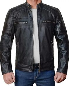 Cafe Racer Lambskin Leather Jacket Winter Biker Jacket With Zipper Pockets, Winter Leather Jacket With Zipper Pocket, Winter Long-sleeved Biker Jacket With Zipper Pocket, Winter Long Sleeve Biker Jacket With Zipper Pocket, Quilted Biker Jacket With Long Sleeves For Fall, Quilted Long Sleeve Biker Jacket For Fall, Leather Biker Jacket With Zipper Pocket, Quilted Biker Leather Jacket, Fitted Long-sleeved Outerwear With Zipper Pocket