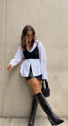 Oversized Shirt Outfit, Outfit Botas, Looks Country, Chique Outfits, Looks Black, Street Outfit, Mode Inspiration, Winter Fashion Outfits