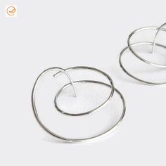 Edith Toledano | Sterling Silver Large Thick Hoop Studs, Gauged Hoops for 18g Piercings, Spiral Wire Earrings, Sculptural Statement Hoop Earrings, Ear Jackets | #SterlingSilverHoops #SterlingSilverHoopStuds #SterlingSilverHoopEarrings #HoopEarrings #HoopStuds #LargeHoops #ThickHoops #GaugedHoops #18GaugePiercings #SpiralEarrings #WireEarrings #SculpturalEarrings  #StatementEarrings #EarJackets #EdithToledano #Etsy Ear Jacket