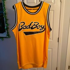 Never Worn- Bought From Amazon Last Year. Mesh Jersey Material. Fits More Like An Xl Amazon Shirts, Mesh Jersey, Biggie Smalls, Yellow Black, Black N Yellow, Mens Shirts, Man Shop, Mesh, Yellow