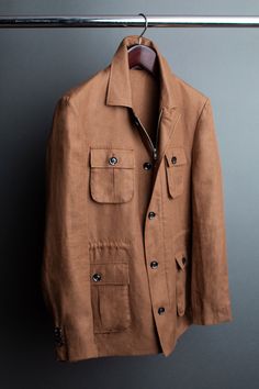 A handmade bespoke field jacket crafted from an authentic Irish linen fabric that is lightweight and breathable - but also dense, rugged and built to take a beating. This one will get better over time as it builds character and is ideal for the transitional parts of the year. Linen Sport Coat With Patch Pockets And Lapel Collar, Classic Linen Outerwear With Flap Pockets, Unstructured Linen Sport Coat With Patch Pockets, Fall Linen Sport Coat With Patch Pockets, Linen Blazer With Flap Pockets And Lapel Collar, Linen Utility Jacket With Flap Pockets For Work, Linen Long Sleeve Blazer With Flap Pockets, Fall Utility Linen Jacket, Fall Linen Utility Jacket