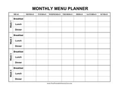 a printable meal planner for the month