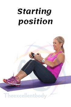 a woman is sitting on a yoga mat with the text starting position