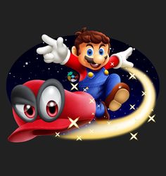 an image of mario flying in the sky with his arms out and eyes wide open