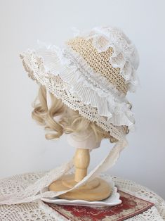 Adult version: head circumference 55-58cm  Kids version: head circumference 48-52cm Cute Beach Bonnet, Cute Beach Bonnet One Size, White Adjustable Crochet Bucket Hat, Adjustable White Crochet Bucket Hat, White Short Brim Beach Hat, Adjustable Summer Bonnet Cap, White Beach Costume Hat With Short Brim, Adjustable Brimmed Beach Bonnet, Cute White Short Brim Bucket Hat