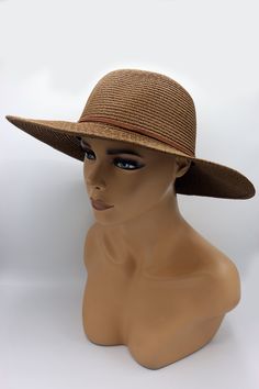 Our handmade straw hats are beautiful and charming accessories. Our summer hats have pretty flowers and have adjustable rope in inside of the hat fit all heads. They are chic and classic accessories for every women for protection of sun, summer parties, beach and holidays. They're also great gift. Color : Brown Size : 56-58 cm ( adjustable) Brim size : 9.5 cm Carry on easily with foldable structure You can brush with softly brush and wipe with a damp rag. All of our products are Free Express Shi Summer Brown Sun Hat With Flat Brim, Lightweight Brown Fedora Sun Hat, Brown Brimmed Sun Hat For Summer, Brimmed Brown Summer Sun Hat, Brown Lightweight Fedora Sun Hat, Brown Curved Brim Sun Hat For Summer, Brown Summer Sun Hat With Curved Brim, Brown Curved Brim Summer Sun Hat, Brown Curved Brim Sun Hat For Beach