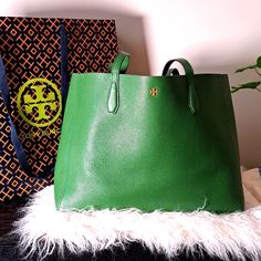 Like New Tory Burch Blake Tote With Leather Zip Pouch Wristlet. Approx.: 14" (L) X 11 1/2" (H) X 5 1/2" (W), Handles With 9 1/2" Drop Tory Burch Blake Tote Leather Zip Pouch, Tory Burch Bags, Tory Burch Bag, Zip Pouch, Womens Tote Bags, New Color, Tory Burch, Handles, Like New