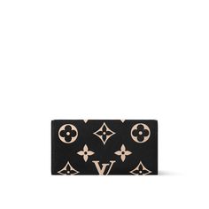 LOUIS VUITTON® - Emilie Wallet - Black/beige Luxury Compact Beige Wallet, Black Luxury Rectangular Wallet, Luxury Beige Rectangular Wallet, Designer Brown Wallet For Evening, Luxury Beige Bifold Wallet, Louis Vuitton Emilie Wallet, Emilie Wallet, Classic Monogram, Monogram Pattern