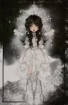 a digital painting of a girl in a white dress with angel wings on her head