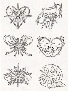 four different types of embroidery designs