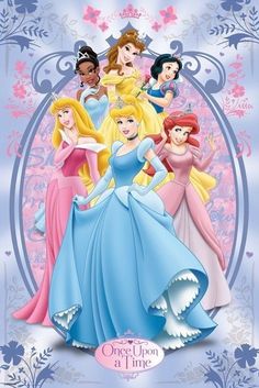 the princesses from disney's once upon a time poster with their names on it