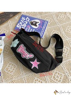 BirdinBag - Stylish Water-Resistant Nylon Chest and Waist Bag with Star Pattern and Pendant Trendy Nylon Mobile Phone Bag, Trendy Nylon Shoulder Bag For Outdoor Activities, Trendy Nylon Bag For Outdoor, Trendy Nylon Outdoor Bags, Trendy Large Capacity Nylon Chest Bag, Trendy Black Nylon Bag, Trendy Nylon Chest Bag For Daily Use, Trendy Nylon Shoulder Bag, Trendy Nylon Pouch Bags