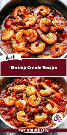 shrimp and tomato stew in a skillet with the words best shrimp crool recipe