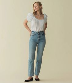 Inspired by our own quest for the perfect pair of five-pocket jeans and designed using organic cotton, our forever-favorite Diana features a button fly, a high waist, and a classic straight leg—plus pointed back pockets and classic front pockets Alice Blue, Cotton Voile, Pocket Jeans, Lingerie Collection, Secret Garden, Summer Style