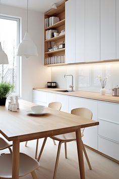 the kitchen is clean and ready to be used for dinner or other mealtimes