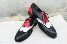 Multicolor Wingtip Oxfords For Formal Occasions, Fitted Red Oxfords For Office, Red Fitted Oxfords For Office, Casual Wingtip Oxfords For Party, Black Formal Oxfords For Summer, Black Oxfords For Formal Summer Events, Red Wingtip Oxfords For Office, Red Round Toe Oxfords For Party, Custom Design Shoes