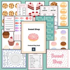 the sweet shop printable play pack is filled with pictures and instructions to make it fun