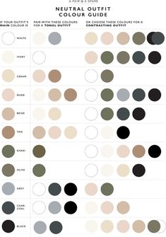 an info sheet with different colors and shapes for the neutral palettes in this color scheme