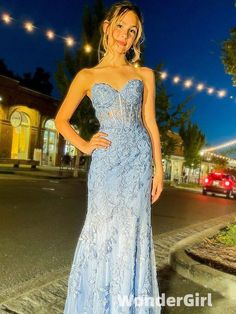 Custom Prom Dresses, Prom Dresses Custom, Blue Lace Prom Dress, Tulle Applique, Strapless Prom Dress, Custom Prom Dress, Dresses Quinceanera, Blue Tulle, Evening Dresses Cocktail