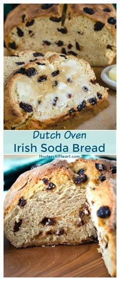 irish soda bread with raisins cut in half