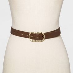 Women's Double Buckle Belt - A New Day™ Brown : Target Chic Adjustable Brown Belt, Chic Brown Belt With Buckle Closure, Trendy Brown Belt With Buckle Closure, Trendy Brown Belts With Buckle Closure, Casual Brown Belt With Buckle Closure, Trendy Brown Belt For Workwear, Faux Leather Belts For Fall, Adjustable Brown Faux Leather Belt, Elegant Brown Belt For Everyday