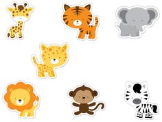 various animal stickers on a white background