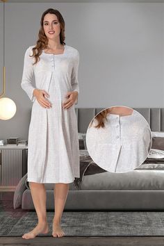 LohusaHamile 9073 Maternity Nursing Night gown Set for Hospital Bag ✓ Cotton Fabric ✓ There are Maternity Nightgown in the package  ✓ This Products have breastfeeding feature ✓ Night gown is long sleeves ✓ it's a model that you can use after postpartum period ✓ Attention, There is no CROWN and SLIPPERS in the Package * Size Range; if your weight's 60-70 Kilograms or 132 Ib - 154 Ib. You Should buy size ''S'' * Size Range; if your weight's 71-81 Kilograms or 154 Ib - 178 Ib. You Should buy size ' White Nursing Friendly Sleepwear, White Nursing-friendly Long Sleeve Sleepwear, White Nursing Friendly Long Sleeve Sleepwear, White Nursing-friendly Sleepwear, Hospital Gown Aesthetic, Gown Aesthetic, Maternity Nightgown, Postpartum Period, Nursing Nightgown