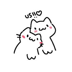 two cats hugging each other with the word uso written above them in black ink on a white background