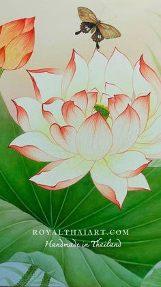 Lotus Painting On Canvas Best Selling Art, Culture Of Thailand, Handmade Paintings, Value In Art, Thai Art, Flower Artwork, Online Painting