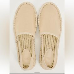 Mesh Espadrilles. Jute Soles.Sole Height: 0.8 Inches (2 Cm). Off White. Brand New With Tags Cream Espadrilles With Textured Sole For Beach, Leather Espadrilles With Textured Footbed, Beige Slip-on Espadrilles For Everyday, Summer Beige Leather Espadrilles, Summer Cream Closed-toe Espadrilles, Beige Slip-on Espadrilles With Flat Heel, Everyday Flat Espadrilles With Woven Sole, Casual Leather Espadrilles With Textured Footbed, Summer Cream Closed Toe Espadrilles