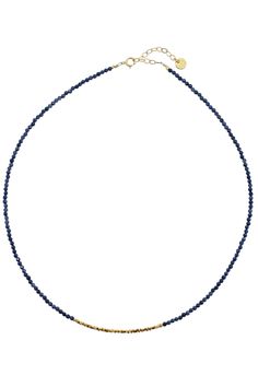 Introducing the Rise Sapphire Gold Necklace, a captivating statement piece that exudes elegance. Crafted with solid natural stones and adorned with bright gold findings in the middle, this new necklace effortlessly combines sophistication with a touch of glamour. Perfect for adding a bold and luxurious touch to any outfit. Elegant Sapphire Lapis Lazuli Beaded Necklace, Elegant Single Strand Lapis Lazuli Beaded Necklaces, Elegant Single Strand Lapis Lazuli Beaded Necklace, Elegant Blue Gemstone Bead Crystal Necklace, Elegant Lapis Lazuli Gemstone Beaded Necklaces, Elegant Lapis Lazuli Gemstone Beaded Necklace, Elegant Blue Crystal Necklaces With Gemstone Beads, Elegant Sapphire Necklaces With Natural Stones, Elegant Sapphire Necklaces With Gemstone Beads