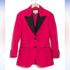 Brand New! Insane Blazer Sold Out Online. Off Shoulder Jacket, Suede Suit, Gucci Jackets, Pearl Jacket, Gucci Denim, Gucci Jacket, Burgundy Blazer, Silk Blazer, Collarless Jacket