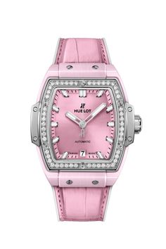 Pink Alligator, Gold Diamond Watches, Hublot Watches, Pink Watch, Expensive Watches, Pink Ceramic, Unisex Watches, Jewelry Lookbook, Girly Jewelry