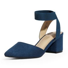 A comfortable yet sophisticated style. Pairs effortlessly with your dresses, skirts or jeans. Color NAVY/SUEDE, Size 8.5. Color: Blue.  Gender: female.  Age Group: adult. Chic Blue Block Heels With Ankle Strap, Chic Blue Ankle Strap Block Heels, Blue Block Heel Heels For Fall, Blue Block Heels For Fall, Blue Summer Heels For Work, Blue Summer Heels For Workwear, Blue Heels For Summer Workwear, Low Chunky Heels, Refined Aesthetic