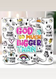 20 OZ Skinny Tumbler - God Is So Much Bigger Than - -Jimberly's Boutique-Olive Branch-Mississippi Temperature For Sublimation Tumblers, Sublimated Tumblers, Personalized Tumbler, High Quality Food, Tumbler With Straw, Cup Holders, Favorite Drinks, Tumbler Designs, God Is