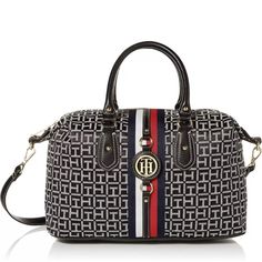 Tommy Hilfiger Jaden Satchel Crossbody Bag, Black/White Tommy Hilfiger Bag, Navy Purse, Tommy Hilfiger Handbags, Pink Crossbody Bag, Black Crossbody Purse, Crossbody Bag Black, Top Handle Handbags, Leather Crossbody Purse, Mini Crossbody Bag