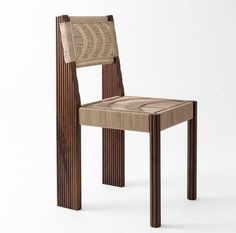 a wooden chair with woven seat and backrests on an isolated white background,