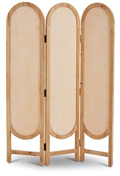 three - panel bamboo folding screen