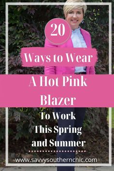 Want to add a bright cheery color to your wardrobe? Grag a hot pink blazer. Here are twenty hot pink blazer outfit ideas. Cerise Pink Blazer Outfit, Hot Pink And Navy Blue Outfit, Pink Blazer Outfit Classy Work, Fuschia Pink Blazer Outfit, Fushia Jacket Outfit, Fushia Suit Outfit, Hot Pink Jacket Outfit Classy, Fiusha Blazer Outfit, Hot Pink Cardigan Outfit Work