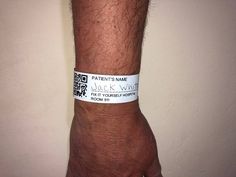 a person's arm with a wristband that says, patients name jack wright