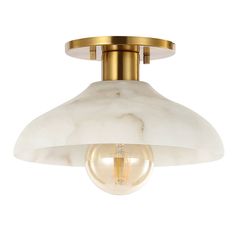 an image of a light fixture on a white background with a gold trim and marble finish