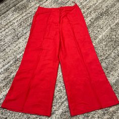 Nwt Metro Style Red 100% Linen Wide Leg Pants Size 18 Hook, And I Button And Zipper Front Closure. There Is No Belt Loops No Pockets. In My Opinion The Waist Is Very Small For A Size 18. Please See Photos For Measurements. Red Wide Leg Pants For Formal Occasions, Red Wide-leg Bottoms For Formal Occasions, Formal Red Wide Leg Bottoms, Red Straight Leg Bottoms With Button Closure, Red Workwear Pants With Button Closure, Red High-waisted Pants For Formal Occasions, Red High-waisted Formal Pants, Formal Red High-waisted Pants, Red Button Closure Bottoms For Summer