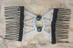 Pearled Hair Hugger · How To Make A Hair Comb · How To by ZanyDays How To Glue Pearls On Hair, Clip On Beads For Hair, Wire Hair Comb Diy, Elastic Hair Comb, Sewing Hats, Pearl Hair Combs