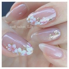 Cherry Blossom Nails, Pretty Nail Art, Cute Nail Designs, Fancy Nails