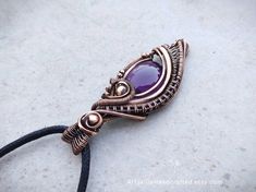 Purple Amethyst Amulet Jewelry, Weaved Jewelry, Empath Protection, Elven Jewelry, Amethyst Healing, Protection Amulet, Amulet Necklace, Wrapping Ideas, Wrapped Jewelry