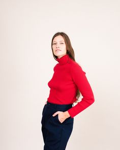 [too marvelous for words] Vintage cherry red rib knit turtleneck sweater•Long sleeves•Rib knit•Perfect fit•TurtleneckLABEL: Liz ClaiborneCONDITION: Vintage / ExcellentSIZE: fits S/MModel is 5'10'' and a size S. Please make sure to double check your measurements with the ones listed in the tab below. Red Turtleneck Tops For Work, Red Turtleneck Workwear Top, Red Long Sleeve Turtleneck For Fall, Fitted Red High Neck Sweater, Red Fitted High Neck Sweater, Casual Red Fitted Turtleneck, Red Turtleneck Sweater For Fall, Casual Fitted Red Turtleneck, Red Ribbed Turtleneck Sweater