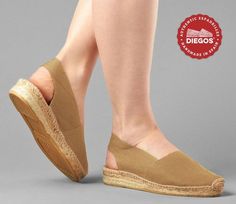 Diegos® Classic tan low wedge Catalina espadrilles shoes hand made and hand stitched in northern Spa Low Wedge Espadrilles, Rioja Spain, Heeled Espadrilles, Espadrilles Shoes, Northern Spain, Red Flats, High Wedges, Wedge Espadrilles, Espadrilles Platform